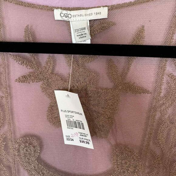 Cato New With Tags Brown Lace Sleeveless Long Fringe Vest Size 22/24 - Picture 6 of 7